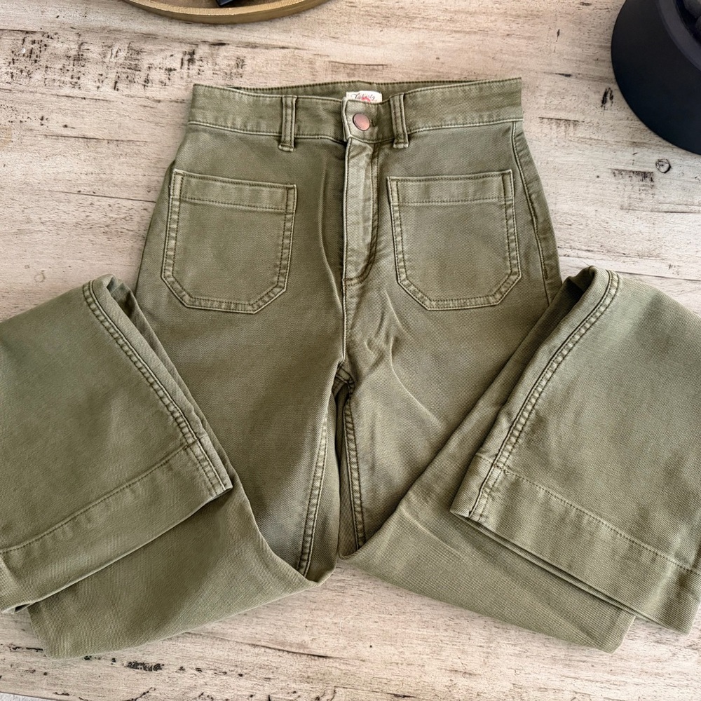 Faherty Olive Flare Wide Leg Jeans